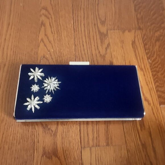 White House Black Market Blue Velvet Clutch - Picture 4 of 8
